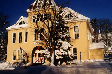 Snowy Buildings in Harbor Springs